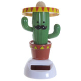Figurine de cactus avec cellule solaire sombrero