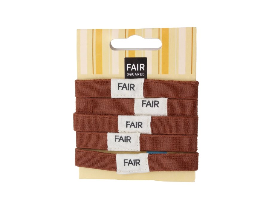 Élastiques pour cheveux au carré juste - sans plastique - marron - 5 pcs