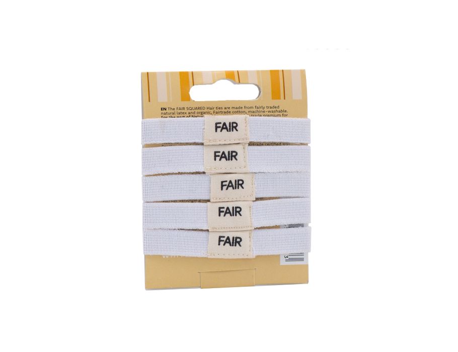 Élastiques à cheveux carrés - sans plastique - blanc - 5 pcs