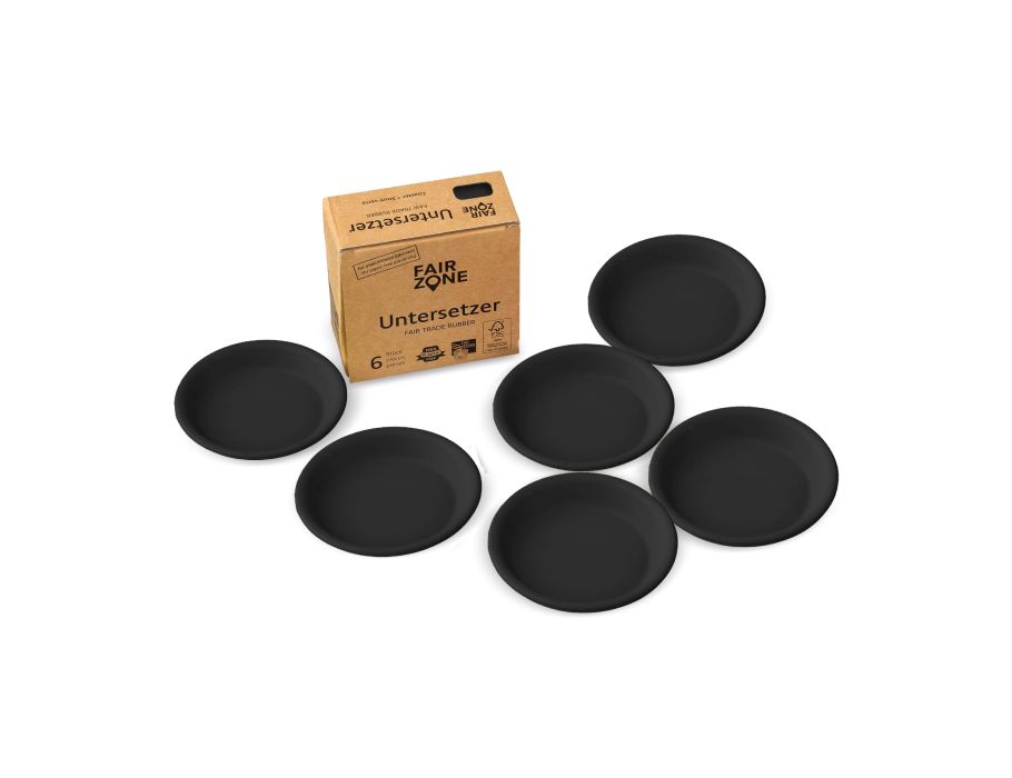 Sous-verres Fairzone pour pots de fleurs - caoutchouc - noir - 6 pièces