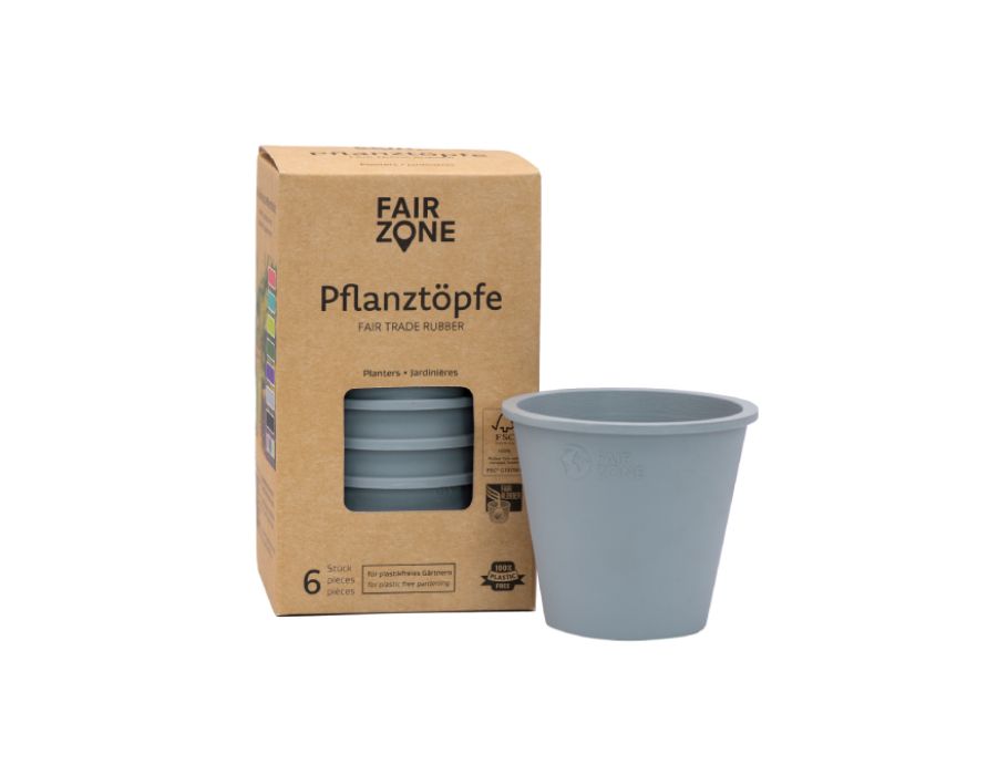 Pots de fleurs Fairzone - caoutchouc - gris - 6 pièces