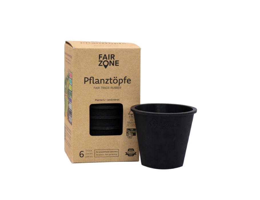 Pots de fleurs Fairzone - caoutchouc naturel - noir - 6 pièces