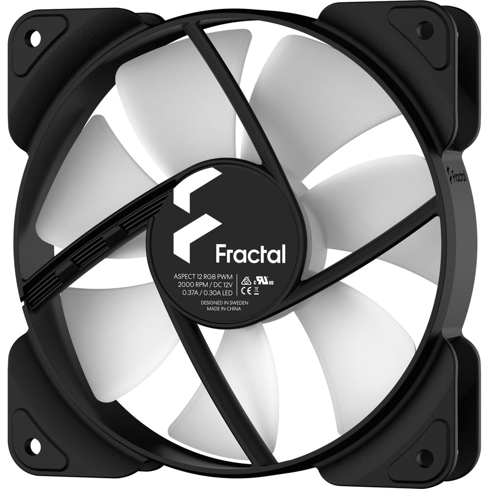 Aspect de conception fractale 12 rgb pwm cadre noir 3 pack de ventilateurs