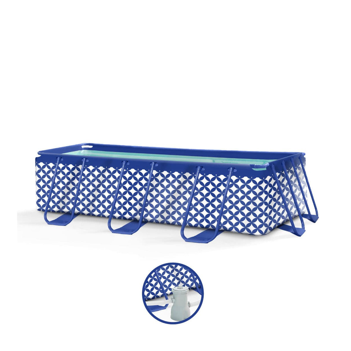 Élégance | piscine hors sol bleu foncé blanc 400x200x100 cm incl. accessoires