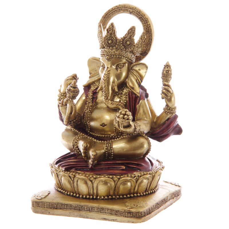 Statue de Ganesh en or et rouge 14 cm