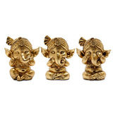 Ensemble de 3 Ganesh doré entendre parler ne voir aucun mal