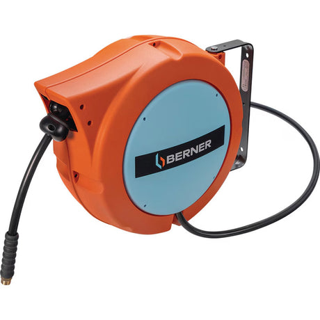 Berner enrouleur pneumatique 15bar 10m ø8mm auto-rétractable orange