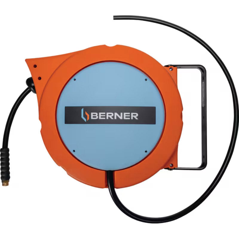 Berner enrouleur pneumatique 15bar 10m ø8mm auto-rétractable orange