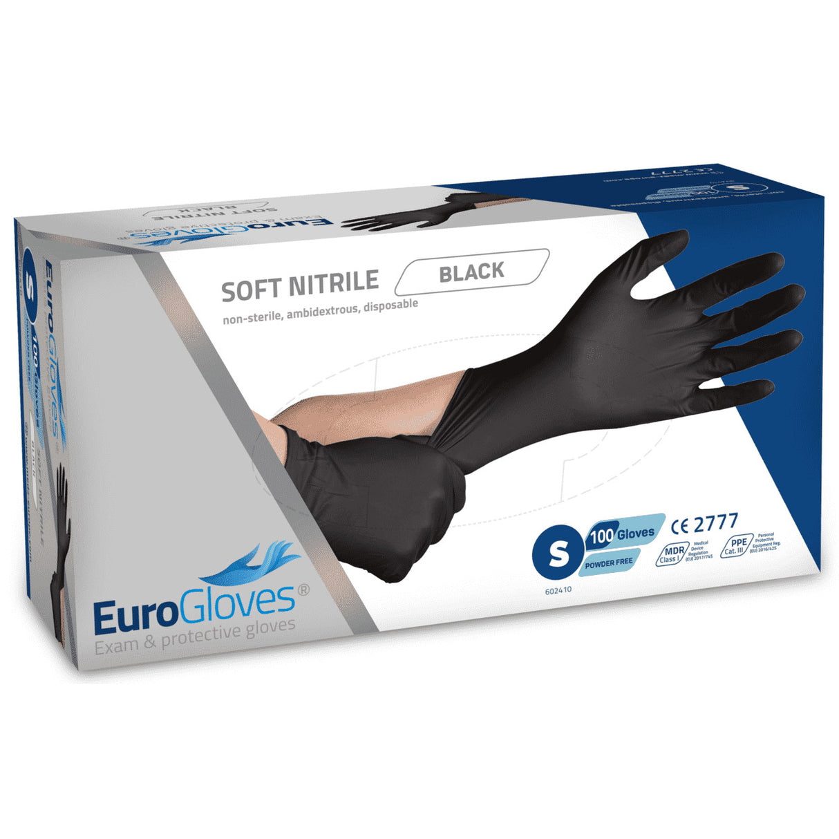 Eurogloves gants nitril taille s noir (100 pièces)