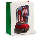 Fiat 500 rétro rouge blanc - sac cadeau moyen