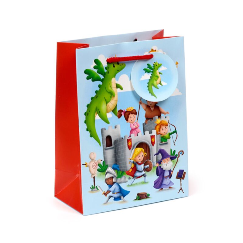 Sac cadeau chevaliers dragon moyen