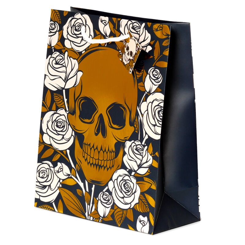 Roses tête de mort métalliques - sac cadeau grand