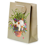 Kim Haskins chat dans un pot de fleurs vert - grand sac cadeau
