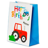 Joyeux anniversaire petits tracteurs - sac cadeau moyen