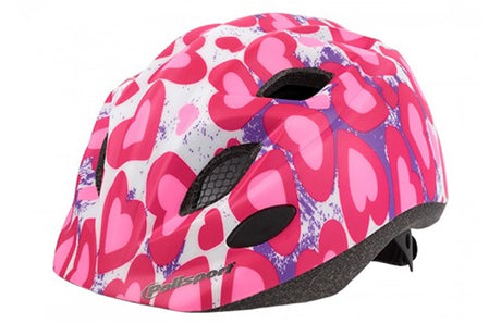 Casque enfant Polisport 52-56cm coeurs rose