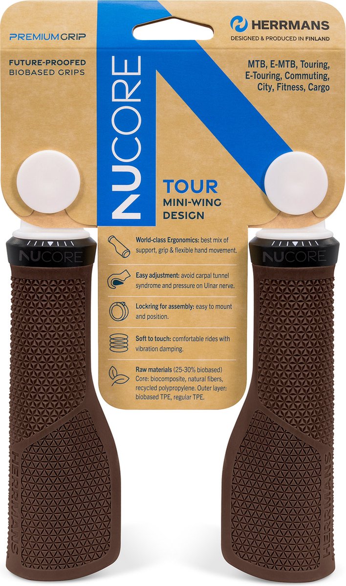 Herrmans jeu de poignées nucore tour Peak 130 130mm marron