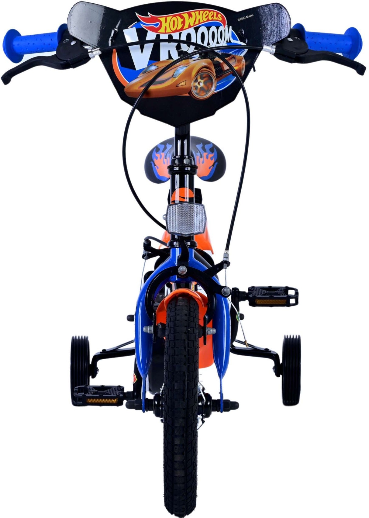 Hot wheels kinderfiets - jongens - 12 inch - zwart oranje blauw - twee handremmen