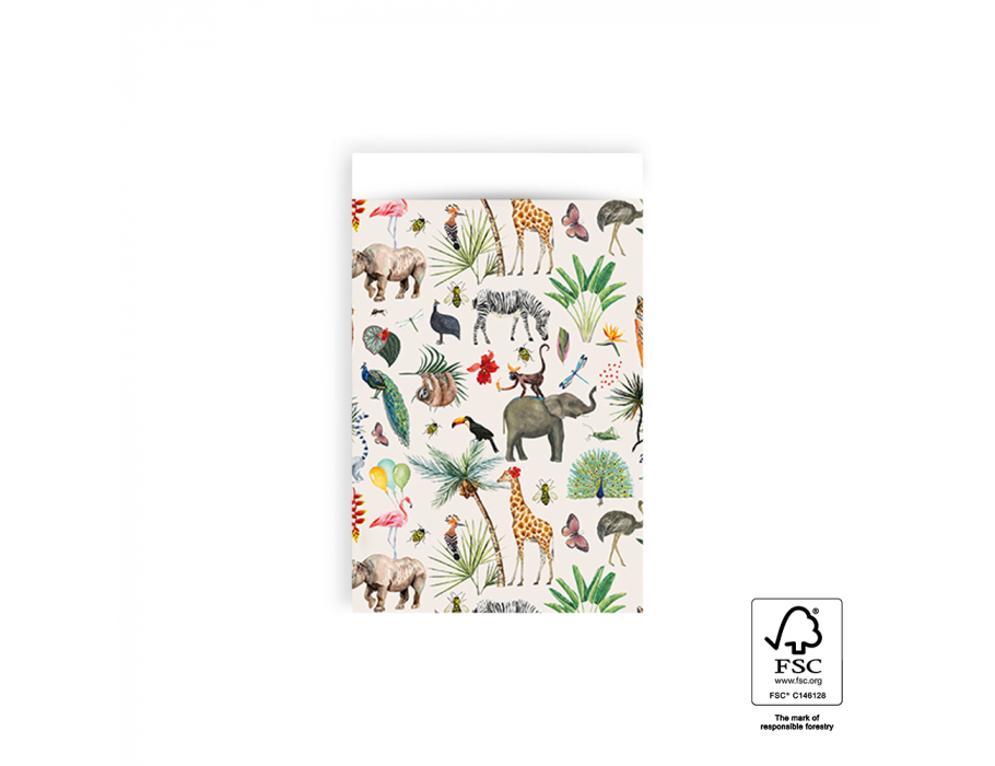 House of products sacs cadeaux - jungle - crème - 12x19cm - 200 pcs