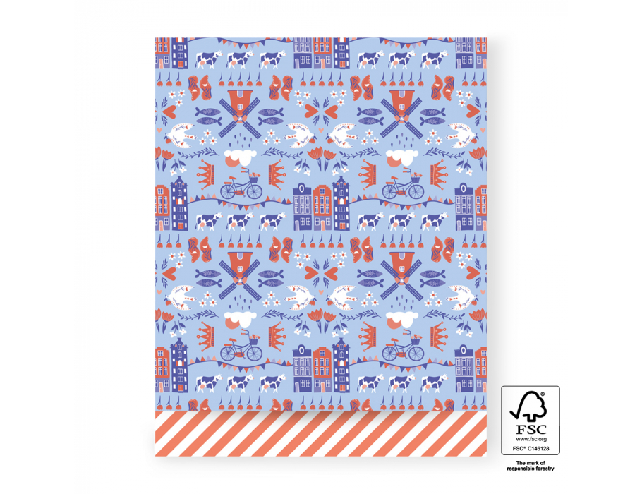 House of products sacs cadeaux - hollande - rayures orange - 27x34cm - 200 pcs