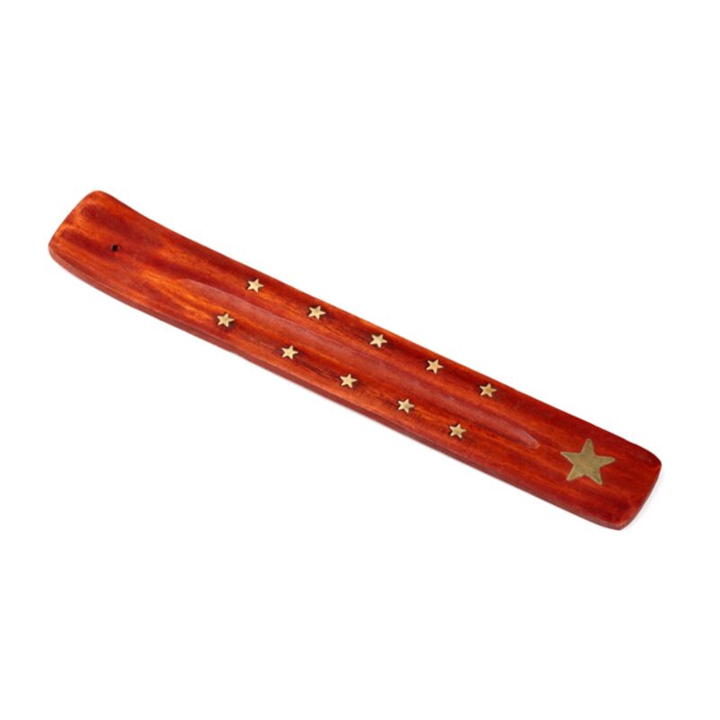 Etoile couleur cuivre - porte encens en bois de manguier pour bâtons