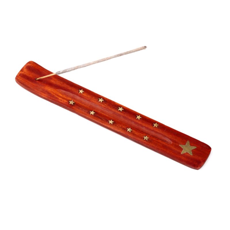 Etoile couleur cuivre - porte encens en bois de manguier pour bâtons