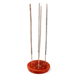 Porte-encens rond en bois de manguier incrustation Bouddha