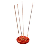 Porte encens rond en bois de manguier incrustation papillon
