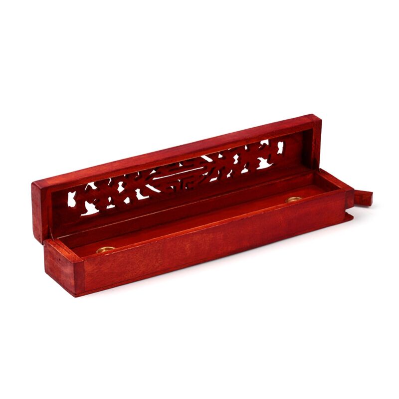 Boîte porte-encens sculptée en bois de manguier