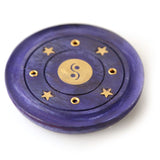 Porte encens rond violet yin yang en bois de manguier
