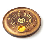 Porte encens rond pentagramme en bois de manguier