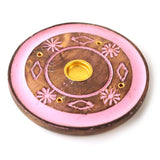 Porte encens rond fleur de rose en bois de manguier