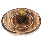 Porte encens rond fleur de vie en manguier