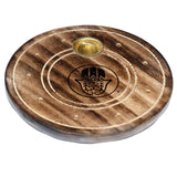 Porte-encens rond hamsa en bois de manguier