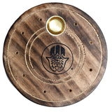 Porte-encens rond hamsa en bois de manguier