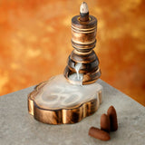 Porte-encens à reflux en bois de manguier hamsa sculpté