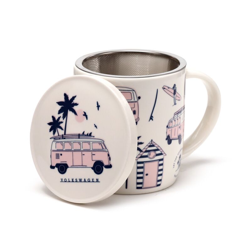 Vw t1 volkswagen van explorer - tasse en porcelaine avec couvercle infuseur à thé