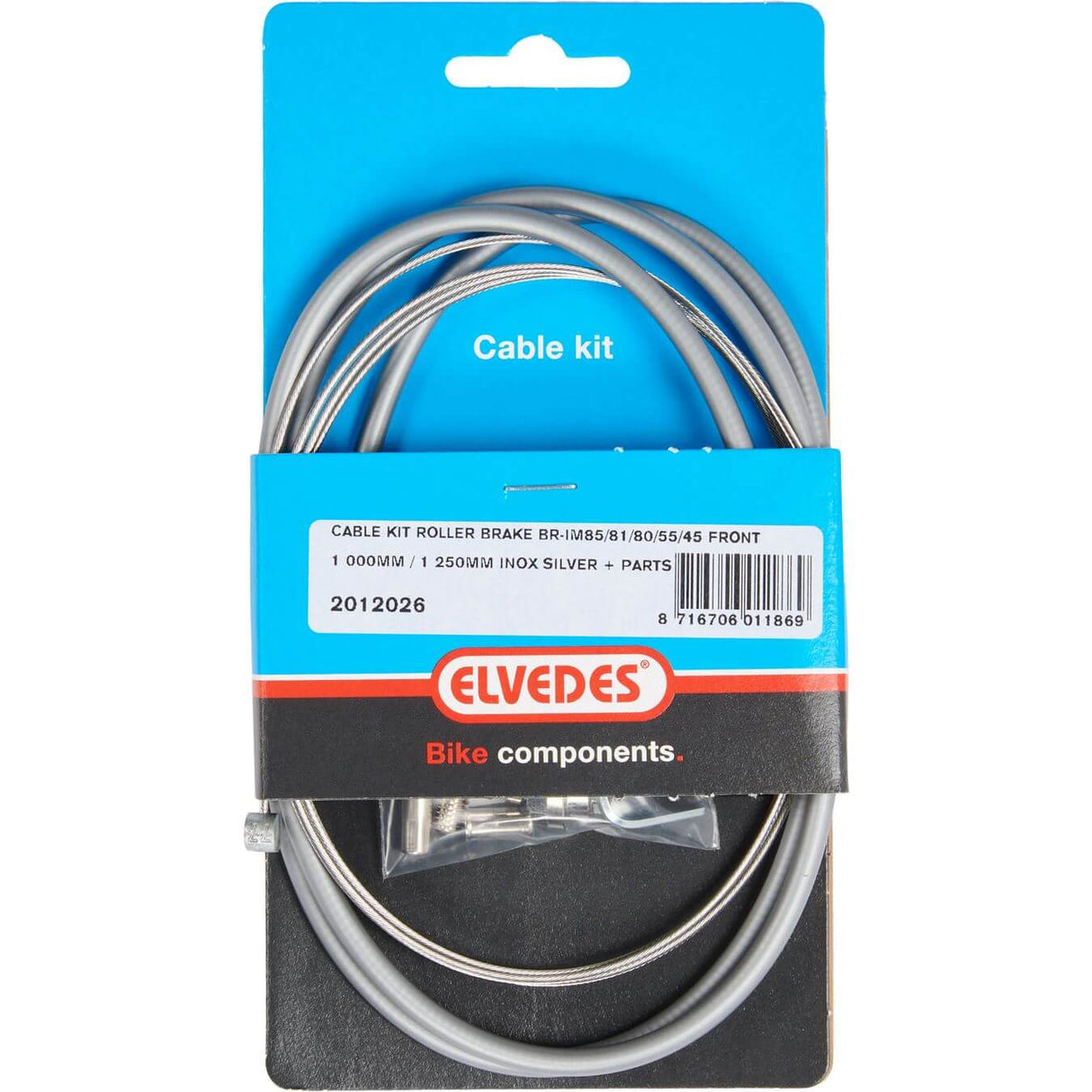 Cable de Elvedes Ventemal para RollerBrake BR-IM85 .RVS, Buitenkabel plateado 1000 mm de 1250 mm Cable interno