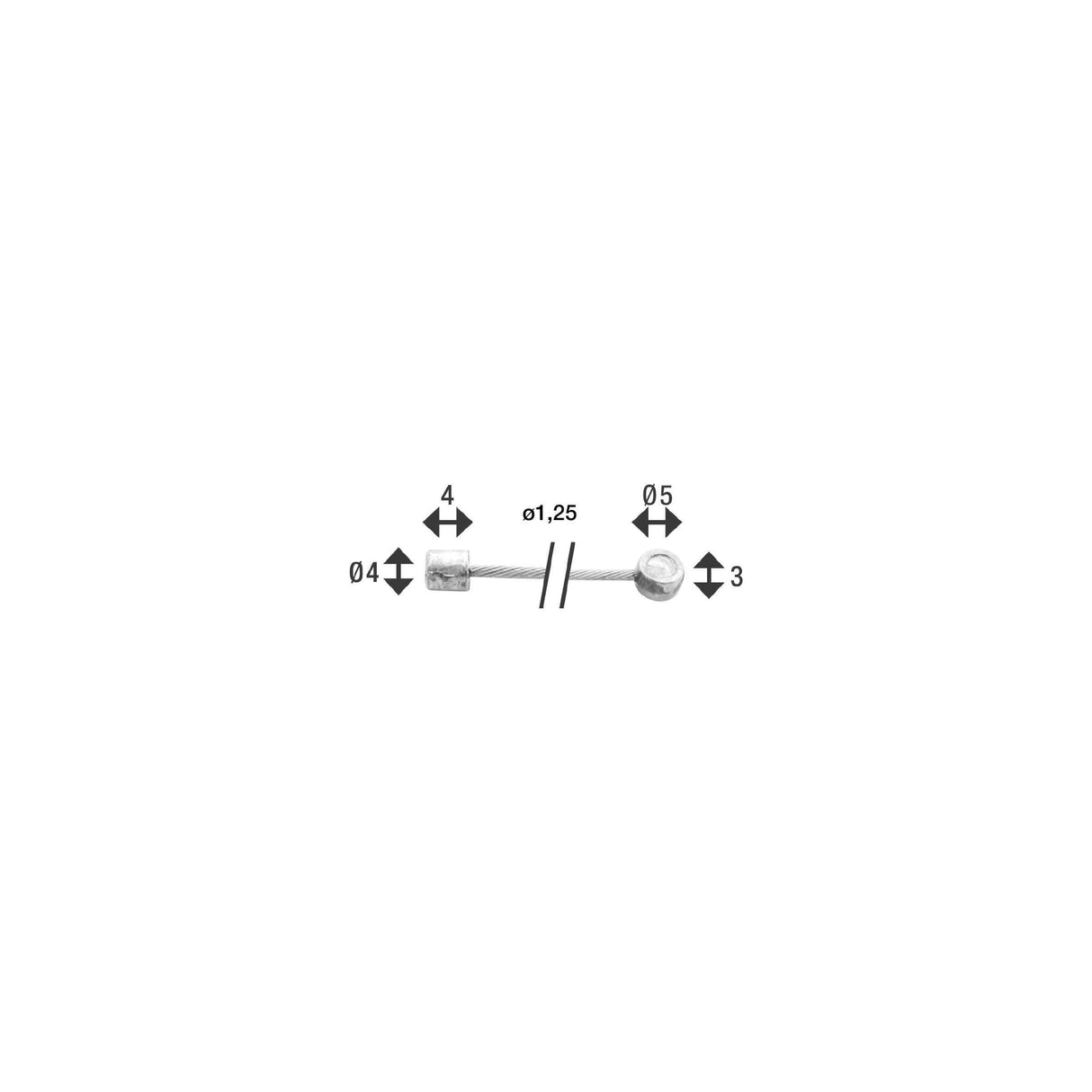 Elvedes Schakel Binnenkabel 2250 mm 1 x 19 fil galvanisé Ø1,25 avec nable Ø4 × 4 + tø5 × 3 (par pièce) - argent