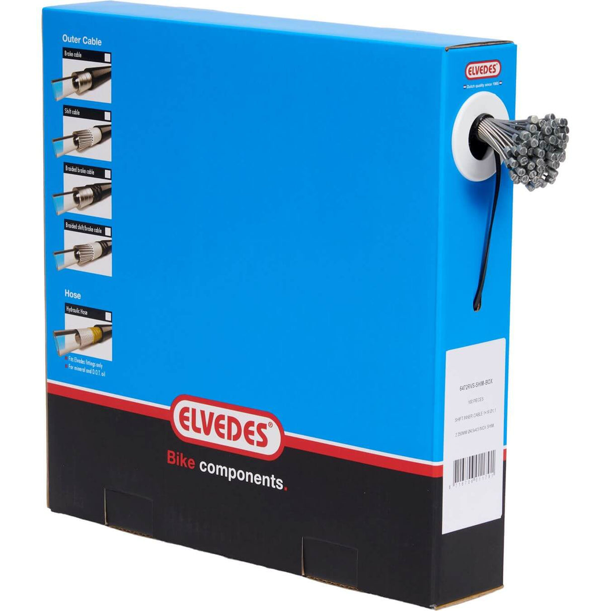 Communiquez des câbles intérieurs Elvedes 2250 mm en acier inoxydable Ø1,1 mm Shimano n mamelon Ø4,5 × 4,5 (100 pièces)