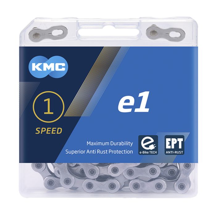 KMC Bicycle Chain E1 EPT 110 Liens, 1 2 x 3 32, argent, 306g