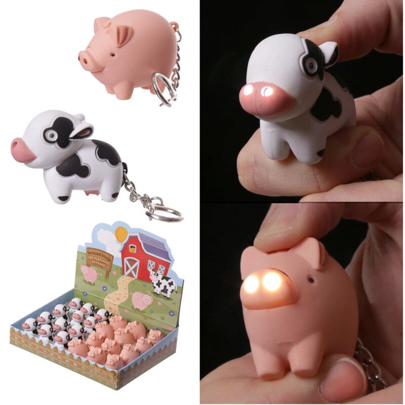 Porte-clés LED cochon vache ferme
