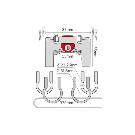 Adaptateur de guidon Klickfix universel avec serrure