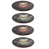 Lot de 4 dessous de verre roses tête de mort