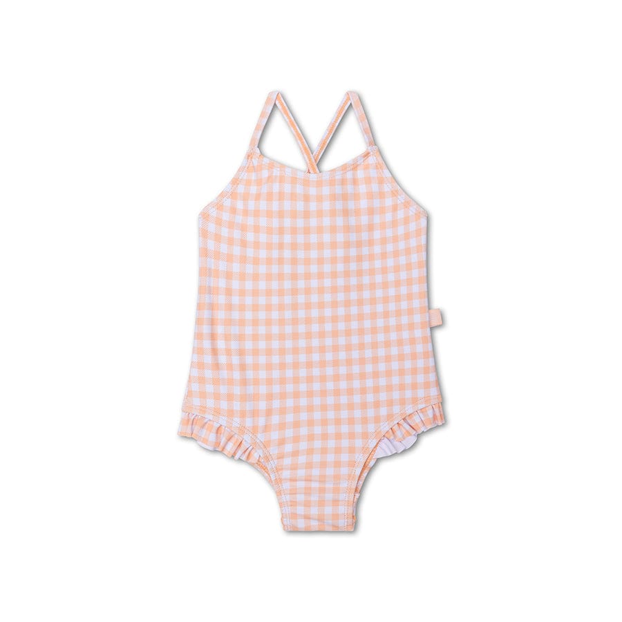 Grille du coucher du soleil | maillot de bain anti-UV filles orange blanc