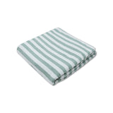 Rayure de villégiature | serviette en coton blanc vert 180 x 90 cm