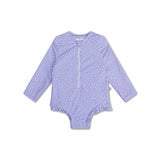 Léopard | Maillot de bain anti-UV fille lilas à manches longues