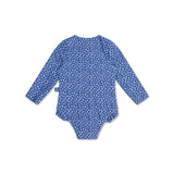 Léopard | maillot de bain anti-UV fille bleu à manches longues