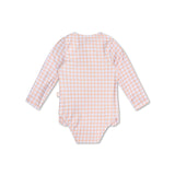Grille du coucher du soleil | Maillot de bain anti-UV fille orange blanc à manches longues