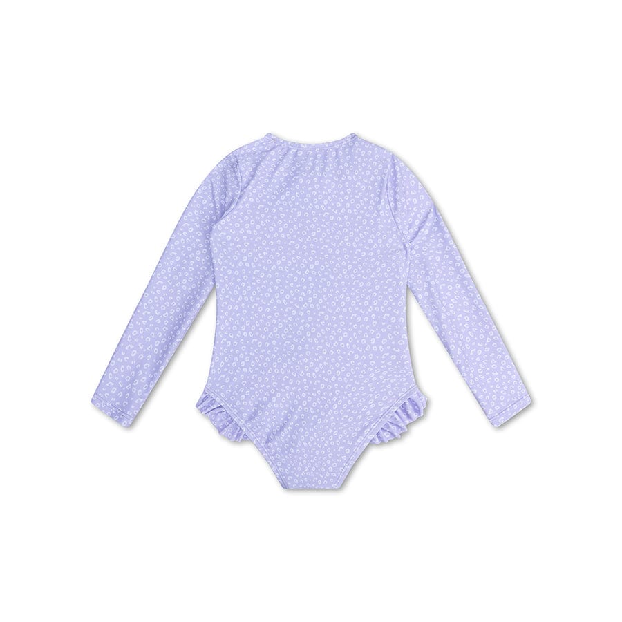 Léopard | Maillot de bain anti-UV fille lilas à manches longues