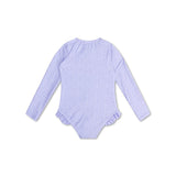 Léopard | Maillot de bain anti-UV fille lilas à manches longues